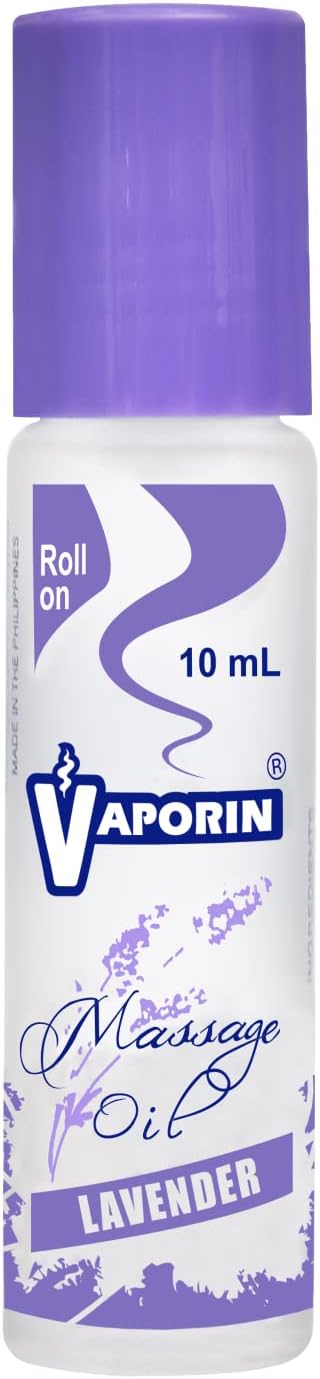 Vaporin Massage Oil Roll-On (Lavender) | Relief for Headache, Migraine, Dizziness, Nausea, Daily Stress, Neck Pain, Motion Siuckness & Fatigue | 10 mL (Pack of 2)