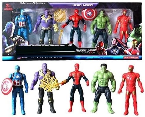 Kammateswara Super Hero Action Figure Toy Set in Action and Toy Figures for Kids(Multicolor)(Set of 5 Superheroes)