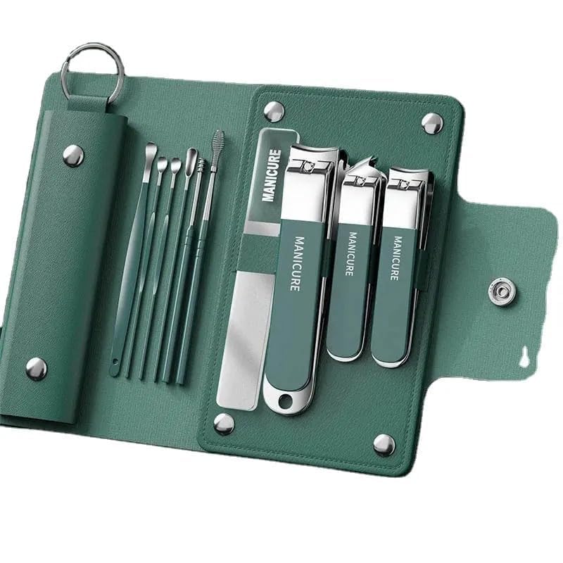 Stainless Steel 10 in 1 Manicure Pedicure Set for Men & Women - Green | 18-Piece Nail Kit, Fingernail & Toenail Care, Travel-Friendly Case, Sharp Grooming Tools, Compact Storage Box-image-10