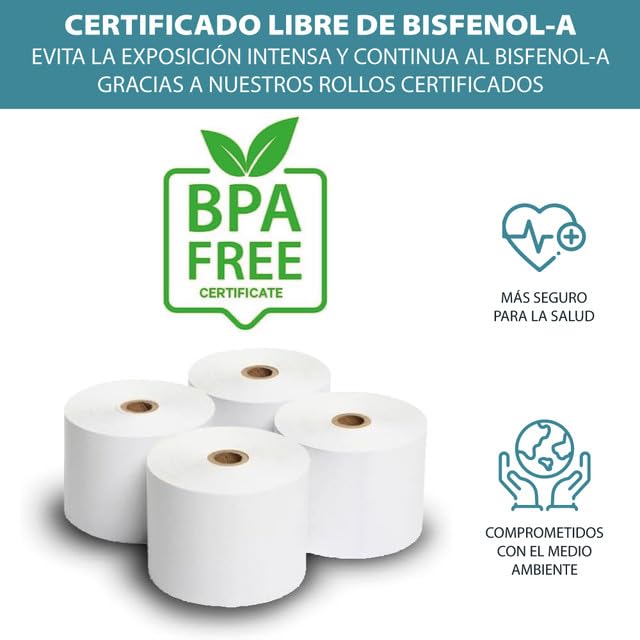 50 Rotoli di Etichette Termiche Adesive 80x80 - Carta Adesiva e Termica | Carta Continua, Compatibili con Stampanti di Etichette e Etichettatrici Termiche, Uso per Magazzino, Ufficio e Casa