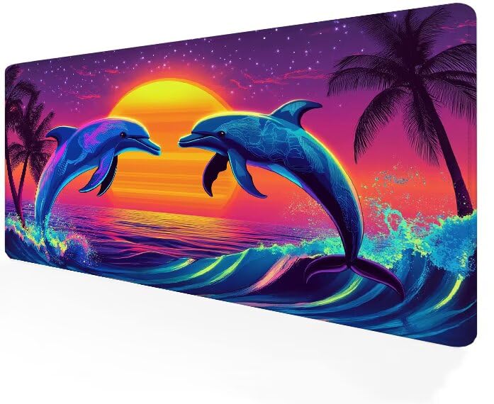 Tapis de souris gamer 1200x600 sous-main design dauphin pour organiser son bureau