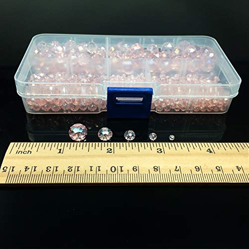 Image of Light Pink Rondelle Glass Beads for Jewelry Making, Faceted Briolette Crytal Spacer Beads for Bracelet Necklace Earring (2mm 4mm 6mm 8mm 10mm Mixed Sizes, 1000pcs)