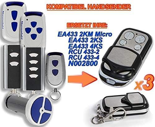 3 x Standard Steel EA433 2KM / EA433 2KS / EA433 4KS / RCU433-2 / RCU433-4 Compatible Garage Door Opener Remote - Image 2