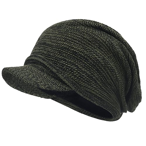 FORBUSITE Men Knit Beanie Visor Cap for Winter Women Thick Beanie with A Brim