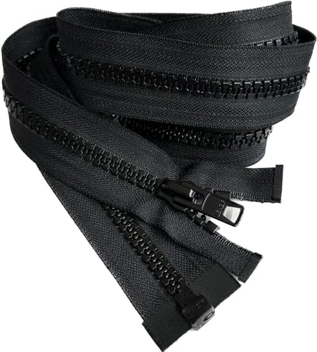 Lenzip #10 Heavy Duty Vislon Molded Plastic Marine Separating Zipper - Choose Your Length - Color: Black - Made in The United States (1 Zipper Per Pack) (Molded - 48