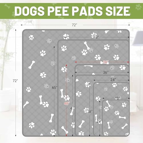 Image of PatiencET Washable Pee Pads for Dogs, 36 inch x 48 inch 2 Pack, Extra Large Reusable Puppy Pads with Super Absorbent Core & Non-Slip Waterproof Bottom for Playpens, Sofas & Beds