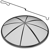 Upgraded Fire Pit Spark Screen, POEPRH Collapsible Outdoor Fire Pit Screen with Handle & Poker, 12 Reinforced Bars, Heavy-Duty Steel Mesh Fire Pit Round Cover for Backyard/Beach/RV Camping (22 Inch)