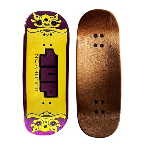 NOAHWOOD Handmade Fingerboard Deck 97.5x35mm 5-Layer Color Maple Pro concave Creative Design Mini Skateboard (Yellow 1up)
