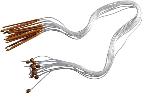 Miniatura 2 de 12 tamaños 1.2M 48" Afgano Tunecino Carbonizado Aguja de Tejer de Bambú Aguja de Crochet Set con Cuentas