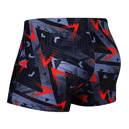 K898 Men's Square Leg Swimming Jammer Shorts Upf50+,Men Swimsuit Swim Jammers Fabric Shape Retention (Geometric Brown,Xl) #TOP2