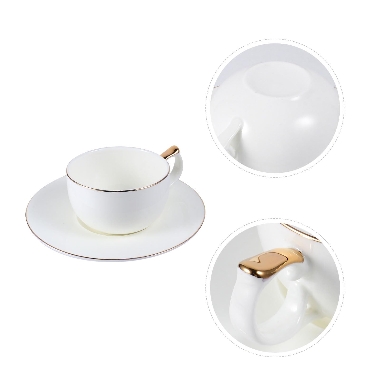 BESPORTBLE Set Tazza Caffè in Ceramica con Piattino, Stile Elegante Oro