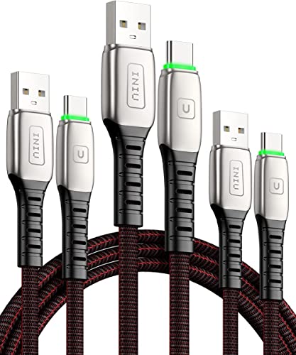 Câble USB C, (3 Pack/0,5+1+2m) INIU Cable USB C Charge Rapide 3.1A QC 3.0 Chargeur Type C Nylon Câble USB A vers USB C pour Samsung Galaxy S22 S21 S20 S9 iPad Pro Switch Huawei Google Pixel 7 PS6 Cover