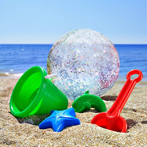 Hsei 3 Pieces Inflatable Beach Ball Glitter Beach Ball Floatable Confetti Ball For Summer Beach, Pool And Party Favor (Silver) #TOP4