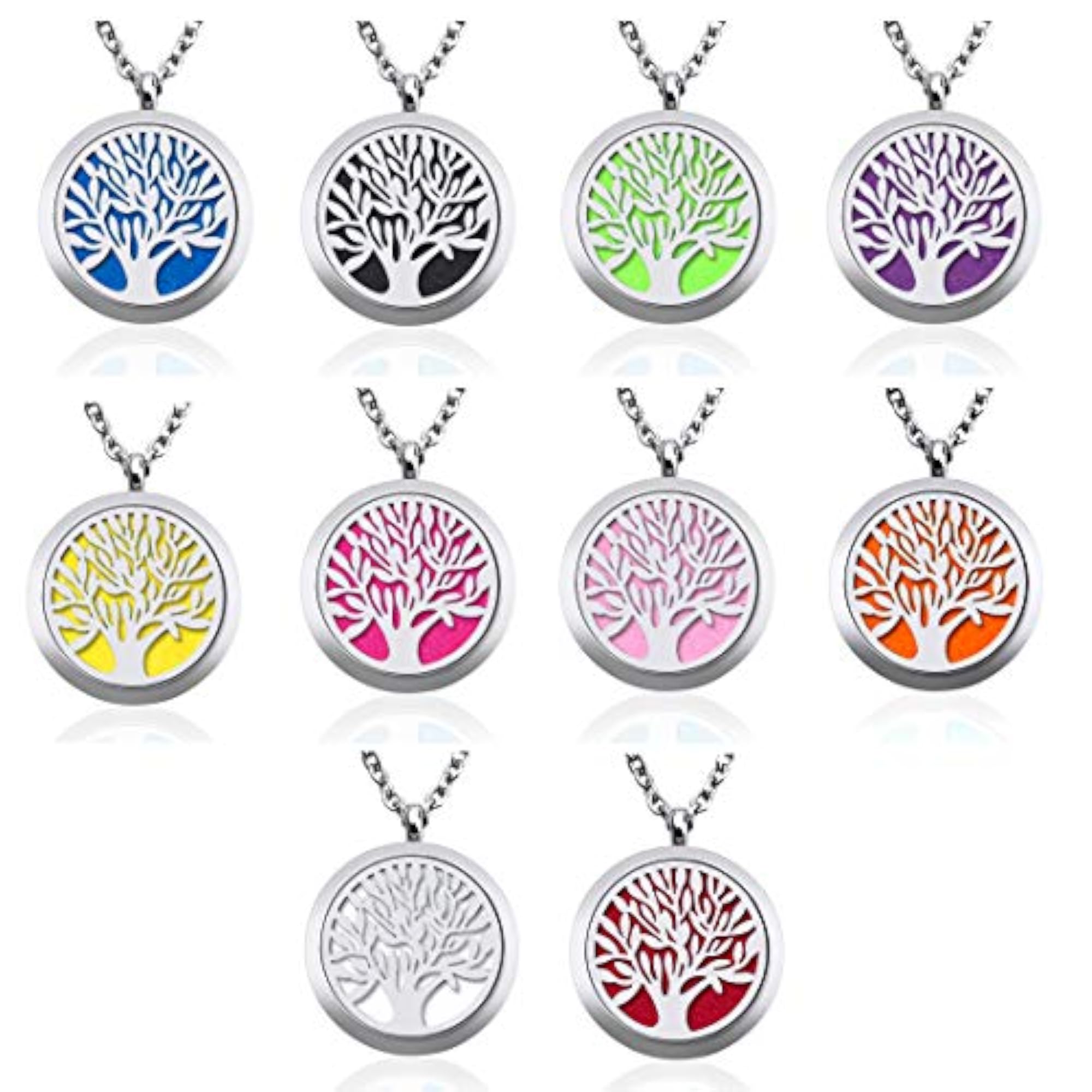 Aromatherapy Essential Oil Diffuser Necklace with Tree of Life Locket