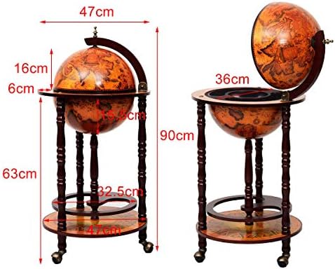 COSTWAY Globe Drink Cabinet Bar Wine Beverage Stand Bottle Italian 360MM Wood (Wood + plastic) (360MM)
