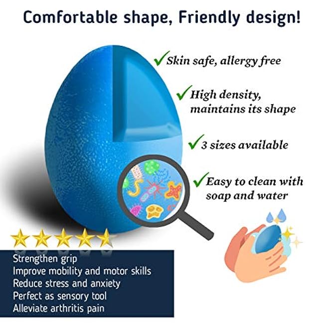 The Friendly Swede Stress Balls for Adults - 3 Squeeze Balls for Hand Therapy, Stress Relief & Strength; 3 Resistance Levels