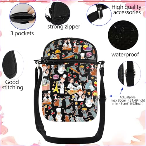 JYTAPP Chef Rat Crossbody Bags Welcome To Gusteau'S Quote Chef Rat Purse Bag Animation Comedy Lovers Gifts2