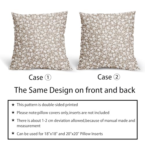 Kawani PILLOW-230223 Tan Khaki Beige Daisy Floral Pillow Covers 18X18 Inch Vintage Flowers Decorative Pillow Cases Set Of 2 Block Print Cotton Linen Throw Pillows Farmhouse Decor For Sofa Couch Porch Bed Cushion Outdoor thumb #4