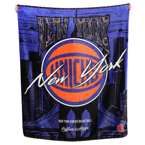 Two Hype NBA New York Knicks Throw Blanket Ultra-Soft Plush Fan Blanket in Team Colors Perfect for Game Day or Home Dcor 60x70