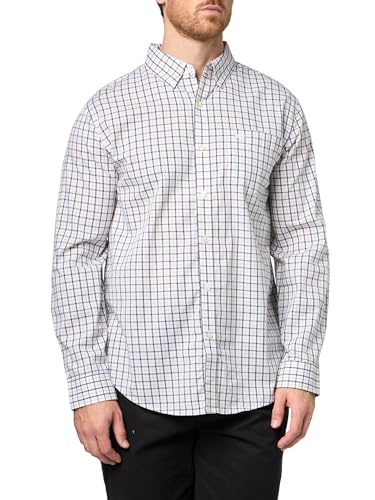 Dockers® Men's Signature Shirt Long Sleeve Classic Fit with Stain Defender®, Boatyard Sahara Khaki Plaid, X-Large