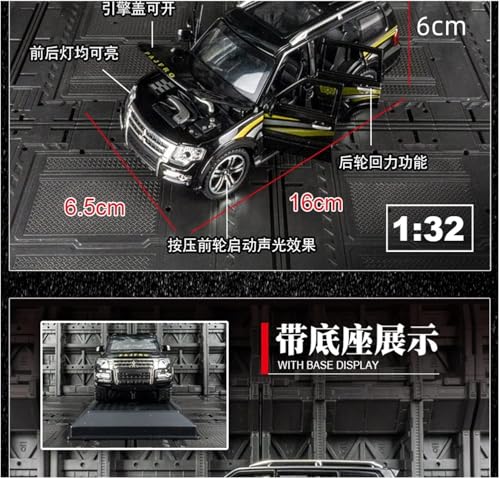 Image of 1:32 Scale Die-Cast Metal Pajjero with Openable Doors,Music,Lights & Pull Back Action (Black)