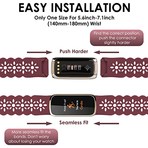 3 Pack Slim Sport Bands Compatible With Fitbit Luxe Band For Women, Soft Silicone Lace Thin Hollow-Out Replacement Wristbands Breathable Bands For Fitbit Luxe Fitness Smart Watch #TOP1