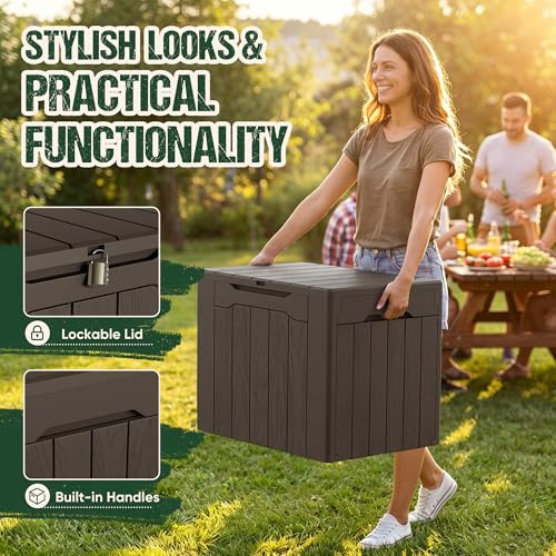 Image of Devoko 29 Gallon Deck Box, Waterproof Resin Outdoor Storage Box