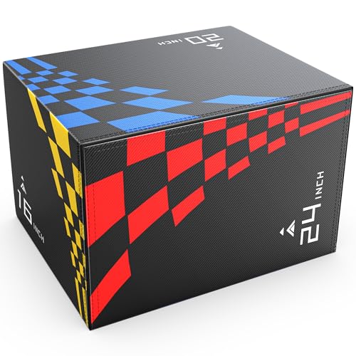 Rendpas 3-in-1 Adjustable Heights Plyo Box, Plyometric Jump Box with Non-Slip Surface and Heavy Duty High Density Foam Core, Box Jumps for Home Gym Training