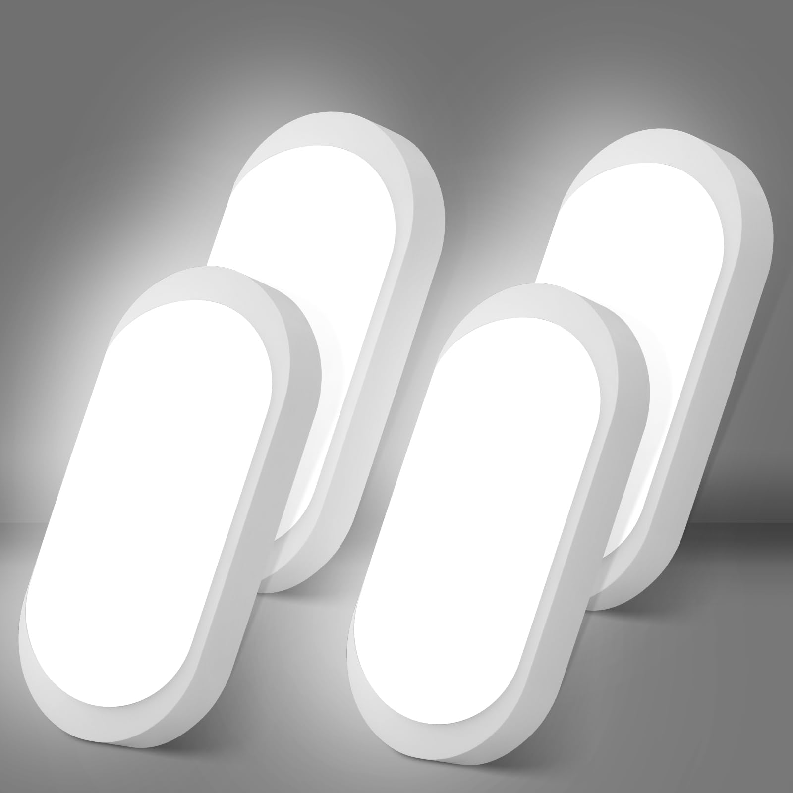 4 Stück Kellerlampe LED Deckenleuchte 18W 1710LM, IP65 Feuchtraumleuchte, Wandleuchte LED Lampe Ovalleuchte Neutralweiß 4000K, Kellerleuchte für Flur Keller Badzimmer Garten Garage Balkon