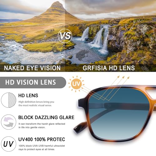 Image of GRFISIA Retro Aviator Sunglasses for Women Men Trendy Rectangle Womens Mens Sun Glasses Shades for Driving Vacation UV400