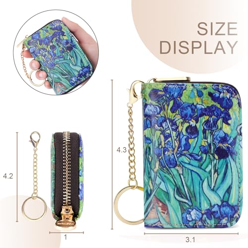 APHISON RFID Credit Card Holder Small Microfiber Leather Zipper Card Case Wallet for Women