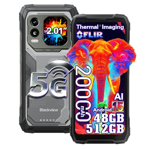 Blackview Xplore 1 Pro Wärmebildkamera Outdoor Handy Android 15, 48GB+512GB/2TB 20000mAh Smartphone Gemini AI, 6,78" FHD+ Doppelbildschirm, 64MP+50MP, Outdoor Smartphone IP68/IP69K/NFC/OTG/FM,Schwarz