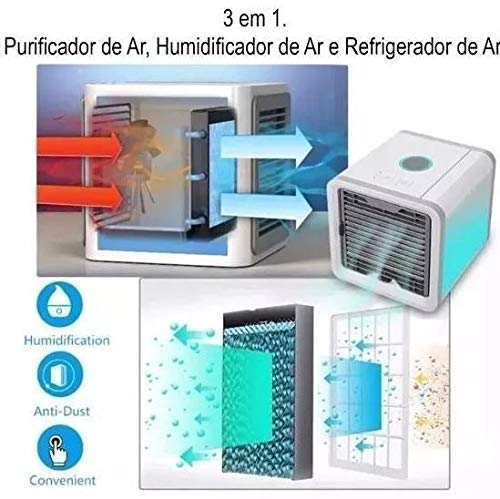 Mini Ar-Condicionado Humidificador Portátil LED USB