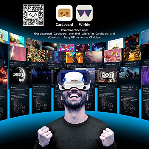 STARHUI VR Brille Handy Virtual Reality mit Fernbedienung, 3D VR-Brille Erleben Sie Spiele und 360 Grad Filme in weicher & komfortabler Glasses für Phone Android 5~7 inch-02, WHITE-0818 - Image 4
