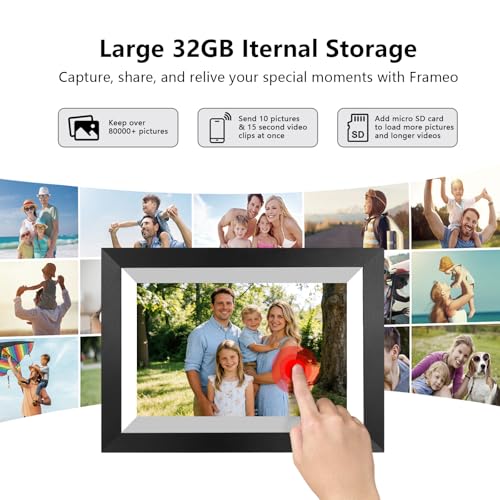 Image of FRAMEO 10.1 Inch Smart WiFi Digital Photo Frame 1280x800 IPS LCD Touch Screen, Auto-Rotate Portrait and Landscape, Share Moments Instantly via Frameo App from Anywhere