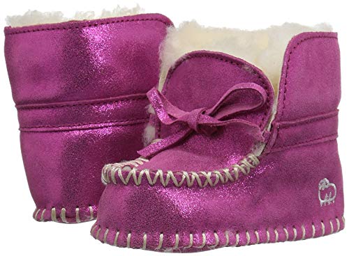 Mocassim sem cadarço forrado de lã Lamo Baby (Bebê/Criança pequena), Pink Glitter, Small Infant