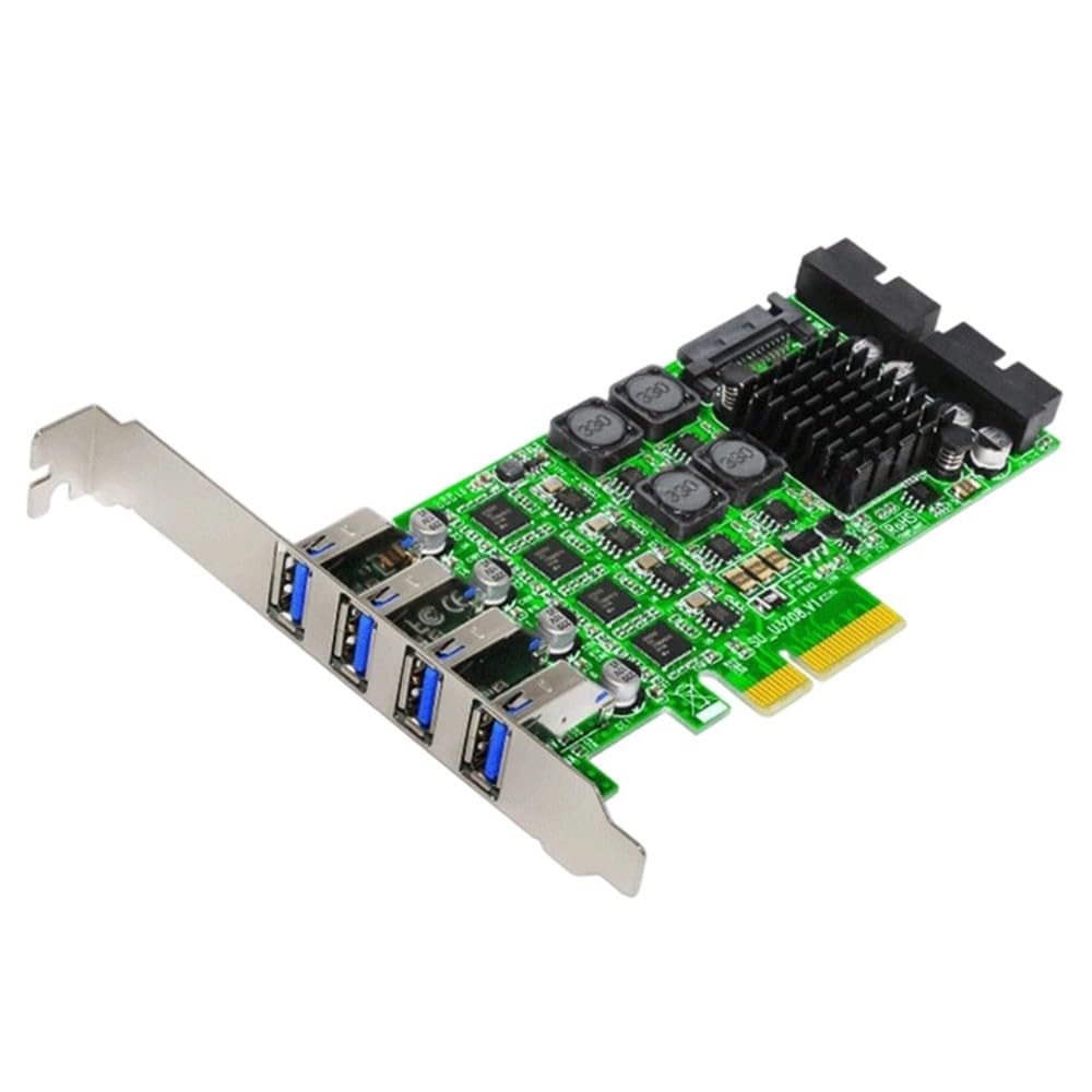 Carte adaptateur PCIe USB 3.0 avec 4 ports et deux en-têtes 19
