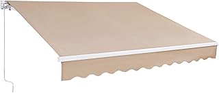 VEVOR Manual Retractable Awning, 12 x 10 ft Outdoor Patio Awning Retract...