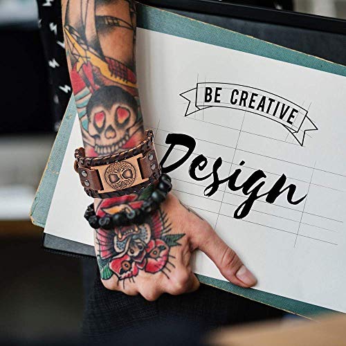 Image of GelConnie Viking Bracelet Punk Leather Cuff Bracelet Gothic Leather Wristband Bracelet with Nordic Amulet Scandinavian Talisman Celtic Pagan Jewelry