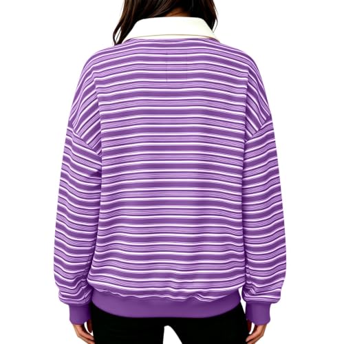 Long Sleeve Striped Shirt Women Dressy Casual Polo Shirt Fall Outfits 2026 - image 3