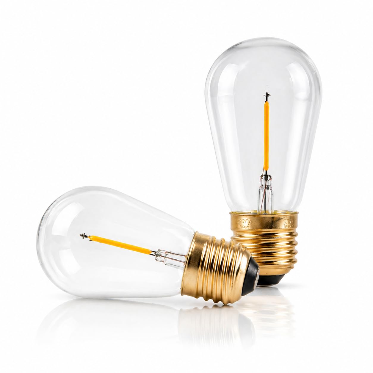 SKOTTHIGHS S14 E27 1W LED Vintage Filament Bulb, 10W Equivalent, 2200K/2700K, 360° Beam Angle, Screw in Amber Orange, Pack of 2, for Salt Lamps and Decorative Turkish Lamps (Warm White 2700K)