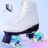 YUNWANG Die Neuen Urban Rollschuhe Zweireihige Rollschuhe Für Kinder Und Jugendliche Mit LED Blink Rollen Komfortabel Und Atmungsaktiv Roller Skates Mit Schuhbeutel