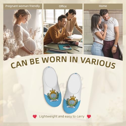Cozy Flag of San Marino print Slippers Indoor and Outdoor Fuzzy House Shoes Anti-Skid Sole Gifts for Women Indoor Scuff 6