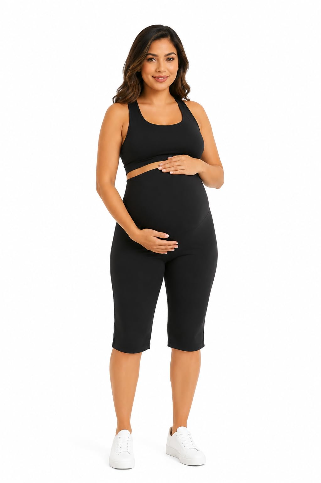 Sai's Women's Cotton Lycra 3/4 Capri Maternity Capri Pants- Comfortable, Seam-Free, High Waist Support, Stretchable Pants for Pre & Post Pregnancy-image-5