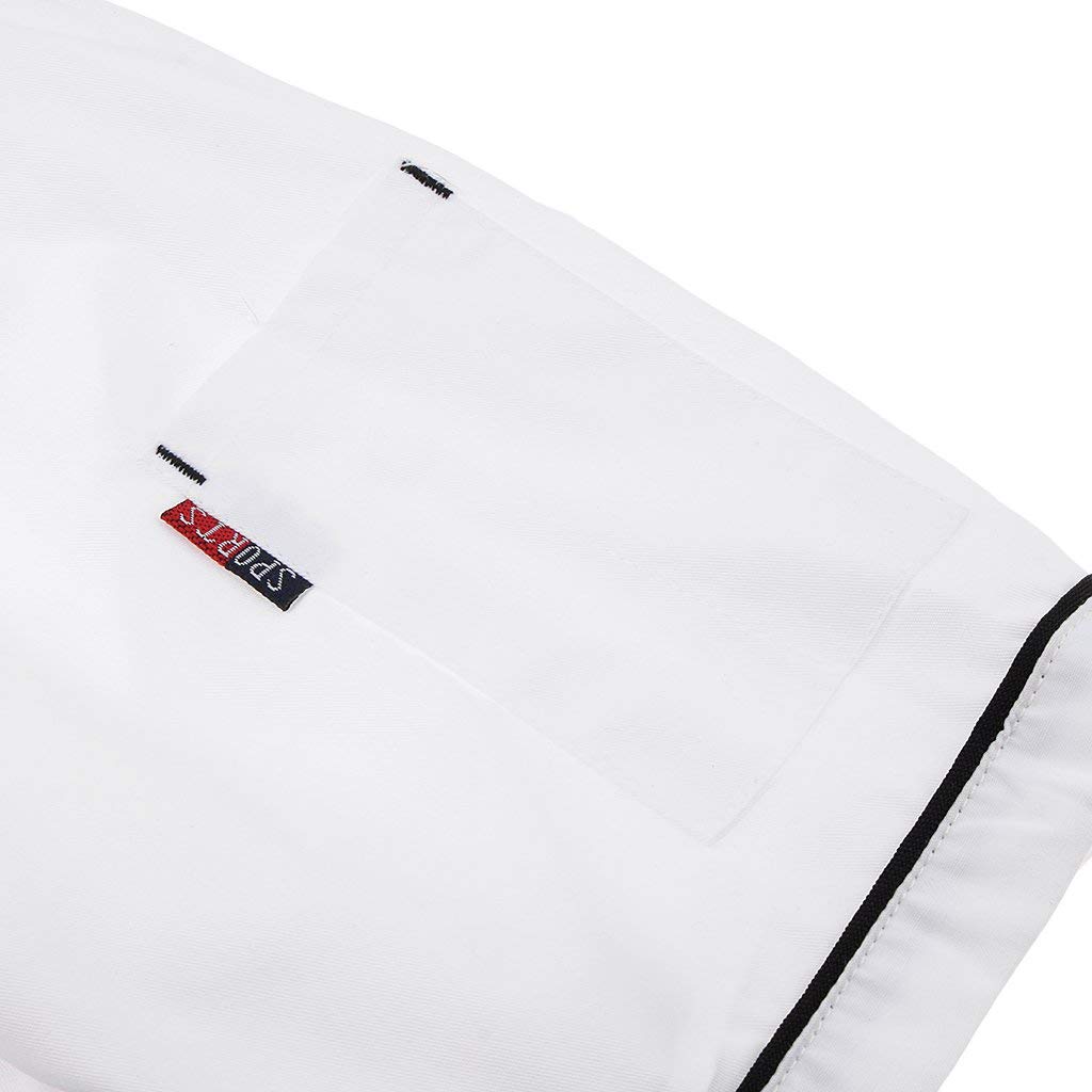 perfeclan Hotel Chef di Cucina Uniforme Manica Corta Giacca Camicia Fibbia a Doppio Petto Cameriere Cuoco Vestiti - bianca, M