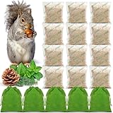 12 Pack Peppermint Oil Squirrel Repellent - Squirrel Deterrent with Textile Pouch for Easy Hanging, Protects Gardens, Attics, Camping, Lofts, Orchard & Bird Feeders