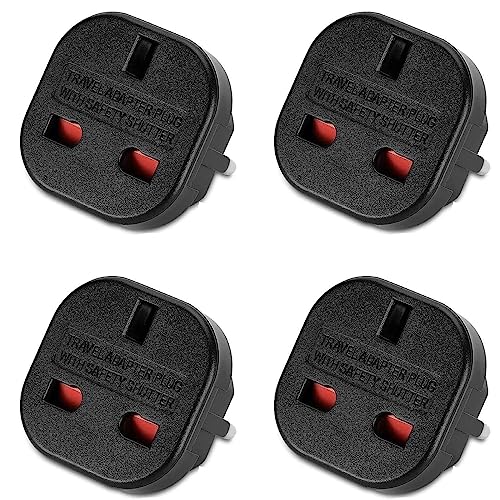 4 Stück Reiseadapter, UK auf DE Adapterstecker, Adapter UK auf EU, UK auf DE Reisestecker, 3-polig UK Reiseadapter auf 2-polige EU-Steckdose für Frankreich, Irland, Niederlande, Polen, Schweden