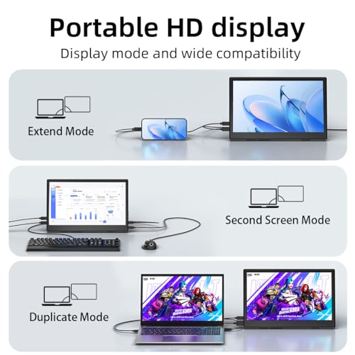 Image of 15.6 inch Portable Monitor for Laptop, External Monitor with HDMI Type-C, Eye Care,Ultra Slim Travel Screen for Laptop Phone PS4 /5 Xbox Switch, Ideal for Soccer Game Day Watch Party