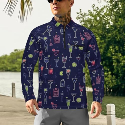 Alcohol Cocktail Signs Men's Sun Protection Shirts UV SPF UPF 50+ Long Sleeve Rash Guard Lightweight2