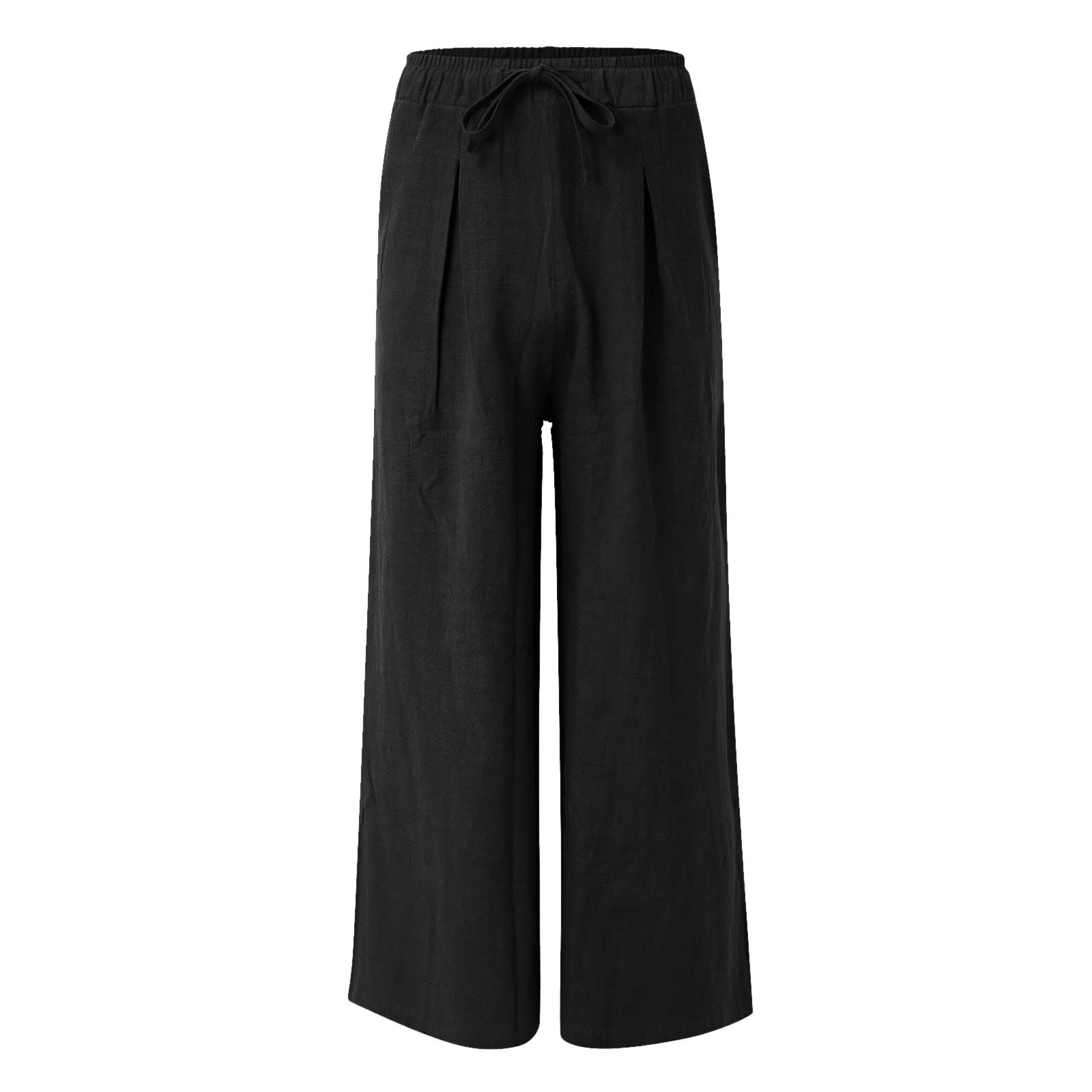 Pantalón Hombre Talla Grande, Pantalones Casuales de Algodón y Lino para Hombre Corte Recto y Pierna Ancha Confortables y con Tendencia Moderna